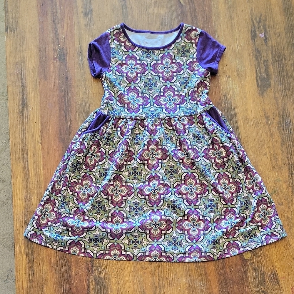 Persnickety Purple and Cream Patterned Dress Girls Size 7 Years